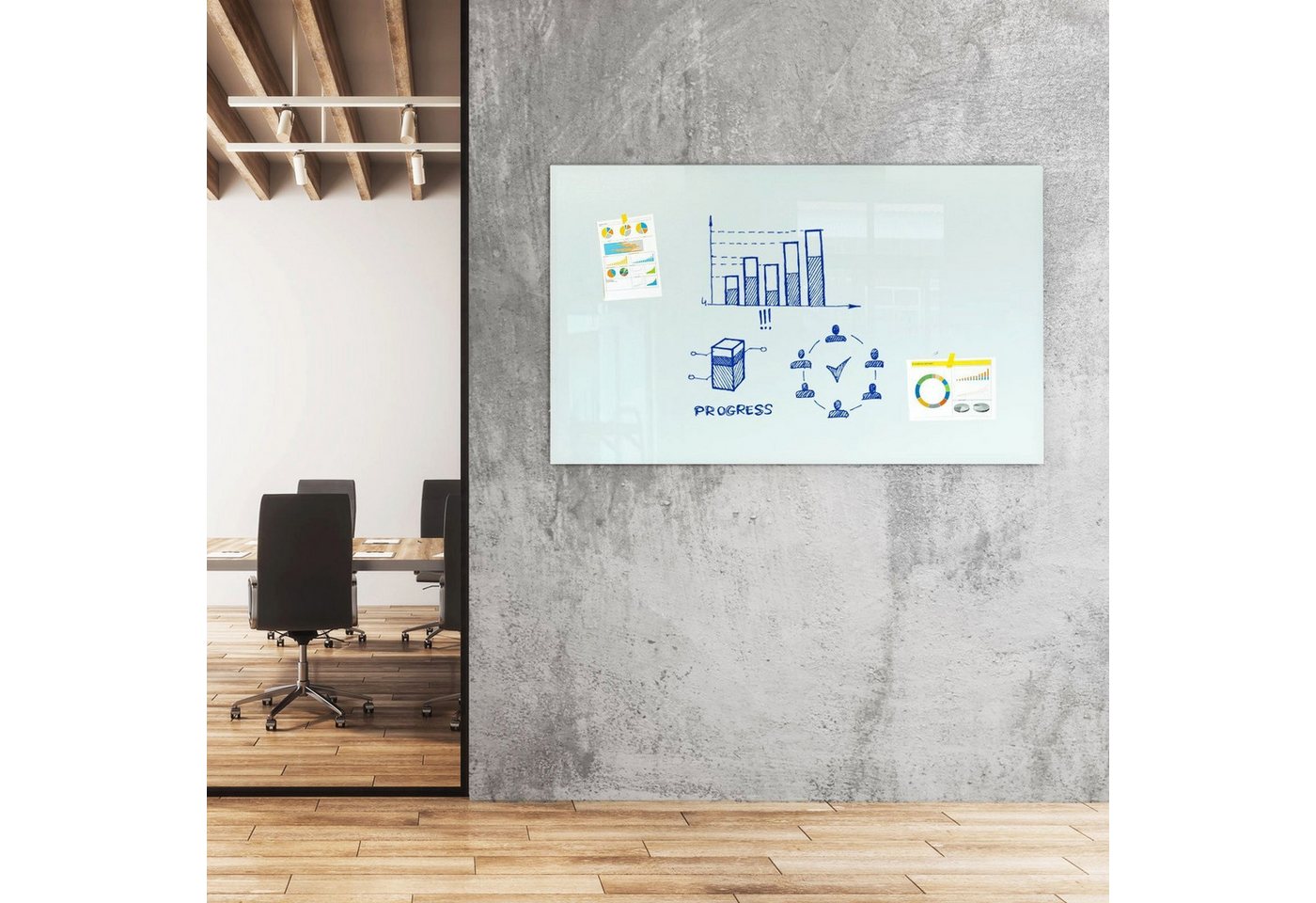 Karat Magnettafel Glas-Whiteboard, Rahmenlos, Magnethaftend, Sicherheitsglas – Bild 3 von 5