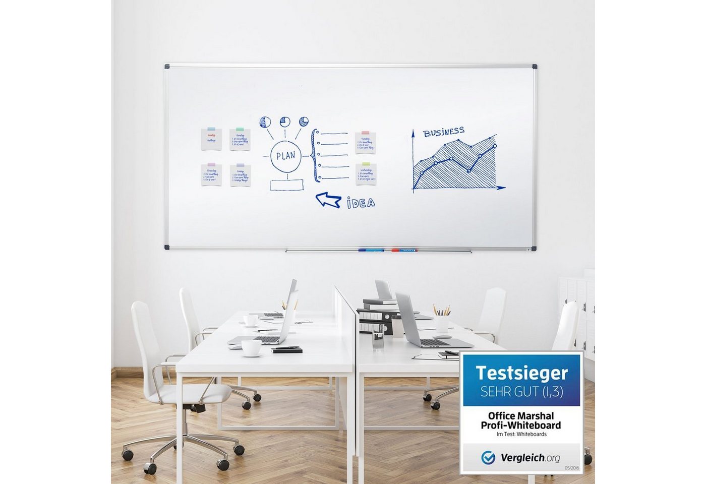 Karat Magnettafel Whiteboard Office, Magnettafel, verschiedene Größen, Lackiert, Extra kratzfest – Bild 3 von 5