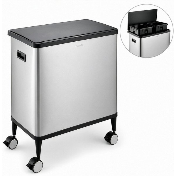 Karat Mülleimer Sensor Abfalleimer Tyler 48 L mit Mülltrennung 2 x 24 L Edelstahl, 2-fache Mülltrennung, 2 × 24 Liter