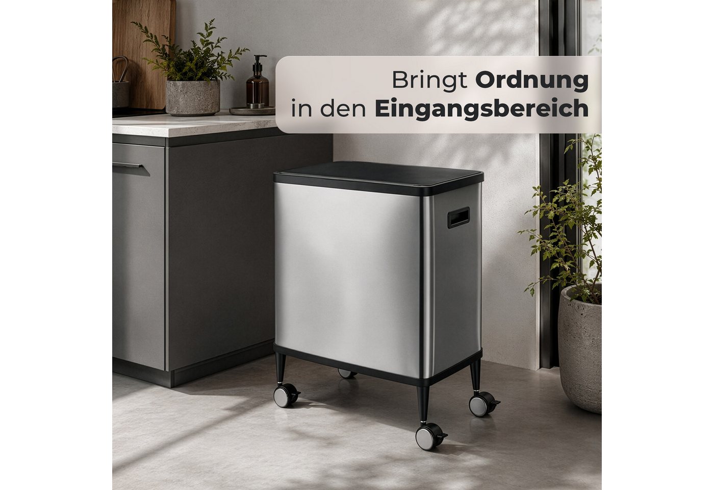 Karat Mülleimer Sensor Abfalleimer Tyler 48 L mit Mülltrennung 2 x 24 L Edelstahl, 2-fache Mülltrennung, 2 × 24 Liter – Bild 2 von 5