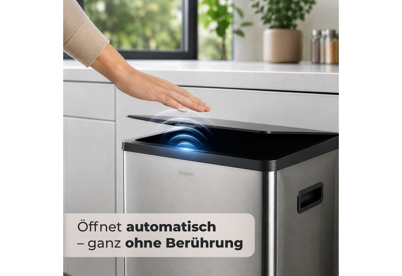 Karat Mülleimer Sensor Abfalleimer Tyler 48 L mit Mülltrennung 2 x 24 L Edelstahl, 2-fache Mülltrennung, 2 × 24 Liter – Bild 3 von 5