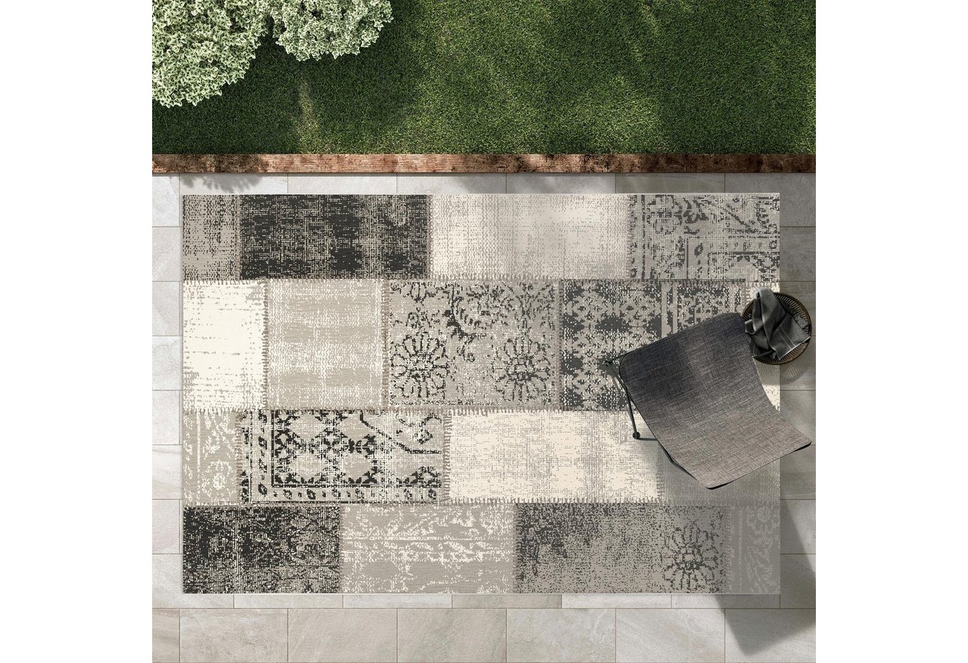 Karat Outdoorteppich Cotton, Erhältlich in 4 Farben & 4 Größen, Wohnteppich, Rechteckig, Höhe: 7 mm, pflegeleicht, Terrasse – Bild 5 von 5