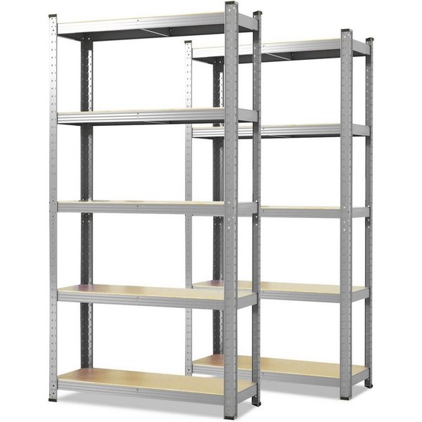 Karat Schwerlastregal Lakota aus Stahl, Belastbar bis 875kg, Aufbau ohne Werkzeug, 5 Böden, Spar-Set 2-tlg., Witterungsbeständig, In- & Outdoor, höhenverstellba