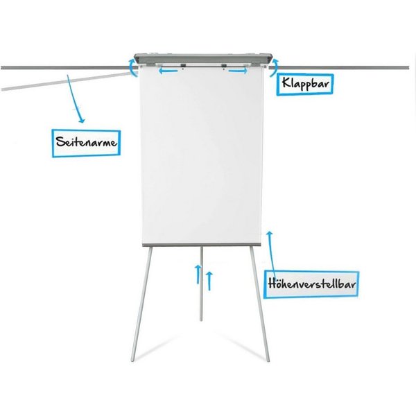 Karat Standtafel Flipchart Tripod, 68x105 cm, Stufenlos höhenverstellbar, Dreibein-Stativ, Klappbar