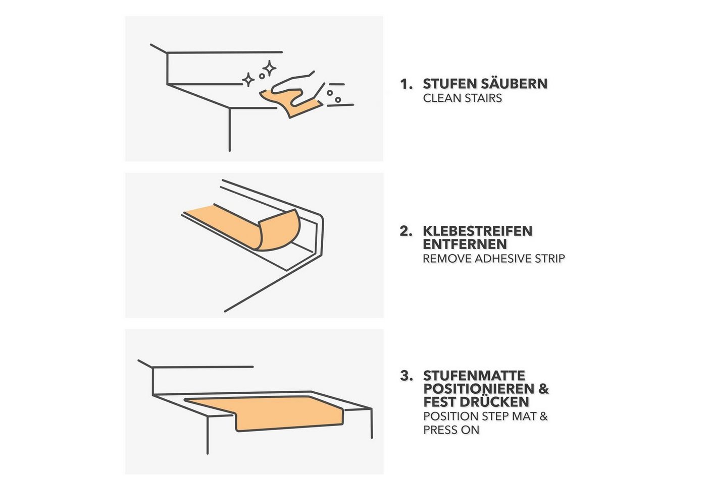 Karat Stufenmatte Alto, Treppenschutz Stufenmatten in halbrund, Halbrund, rutschhemmend mit Winkelschiene & Klebestreifen – Bild 5 von 5