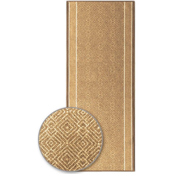 Karat Teppich Läufer Olymp, Flur Teppichläufer im Rauten Design, rutschhemmender Gelrücken, Polyamid Flurläufer für Flur & Wohnzimmer