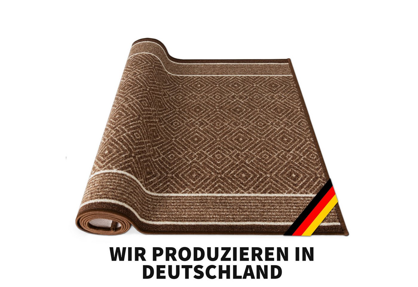 Karat Teppich Läufer Olymp, Flur Teppichläufer im Rauten Design, rutschhemmender Gelrücken, Polyamid Flurläufer für Flur & Wohnzimmer – Bild 2 von 5