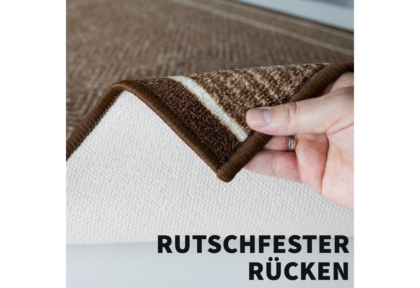 Karat Teppich Läufer Olymp, Flur Teppichläufer im Rauten Design, rutschhemmender Gelrücken, Polyamid Flurläufer für Flur & Wohnzimmer – Bild 5 von 5