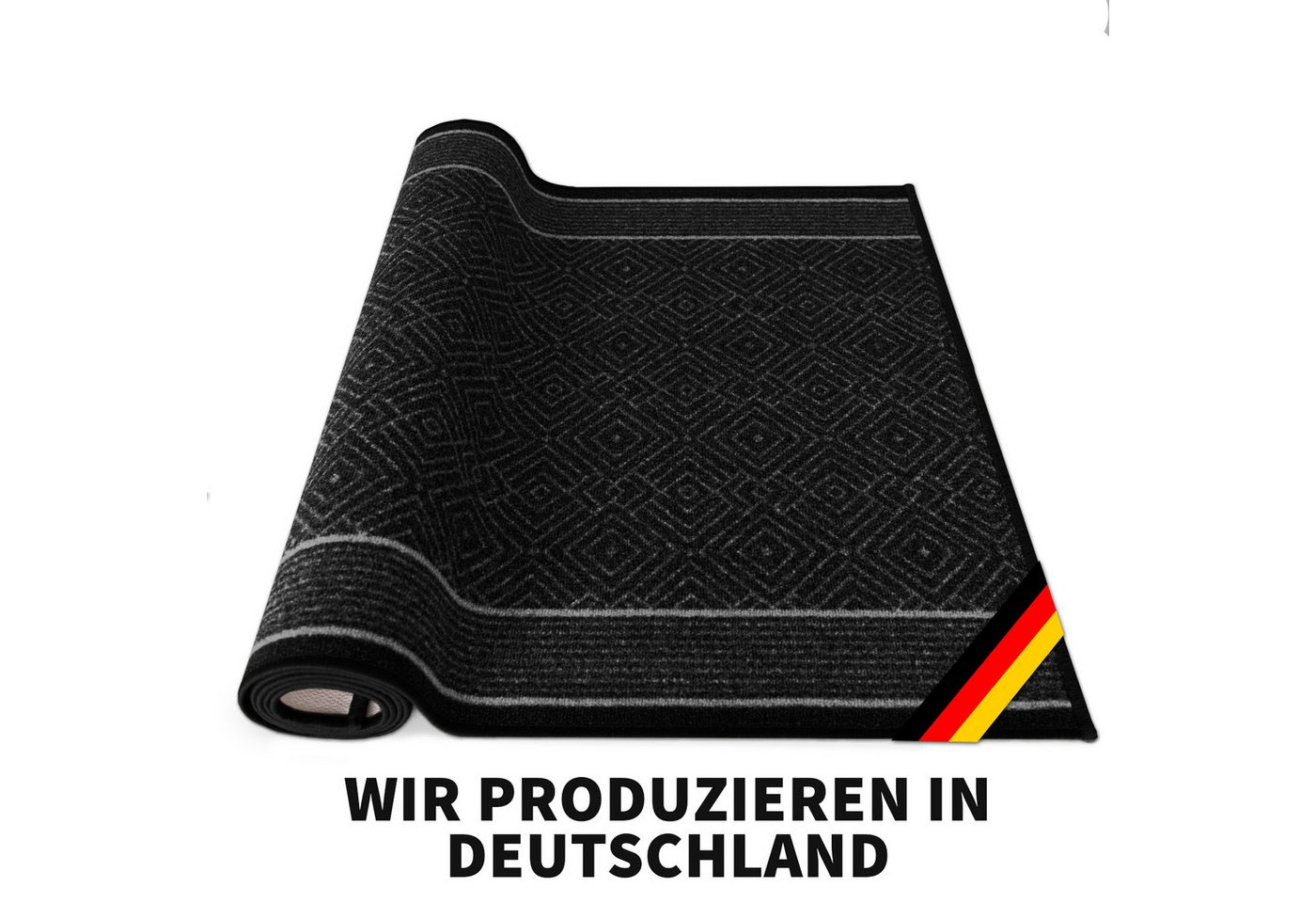 Karat Teppich Läufer Olymp, Flur Teppichläufer im Rauten Design, rutschhemmender Gelrücken, Polyamid Flurläufer für Flur & Wohnzimmer – Bild 2 von 5