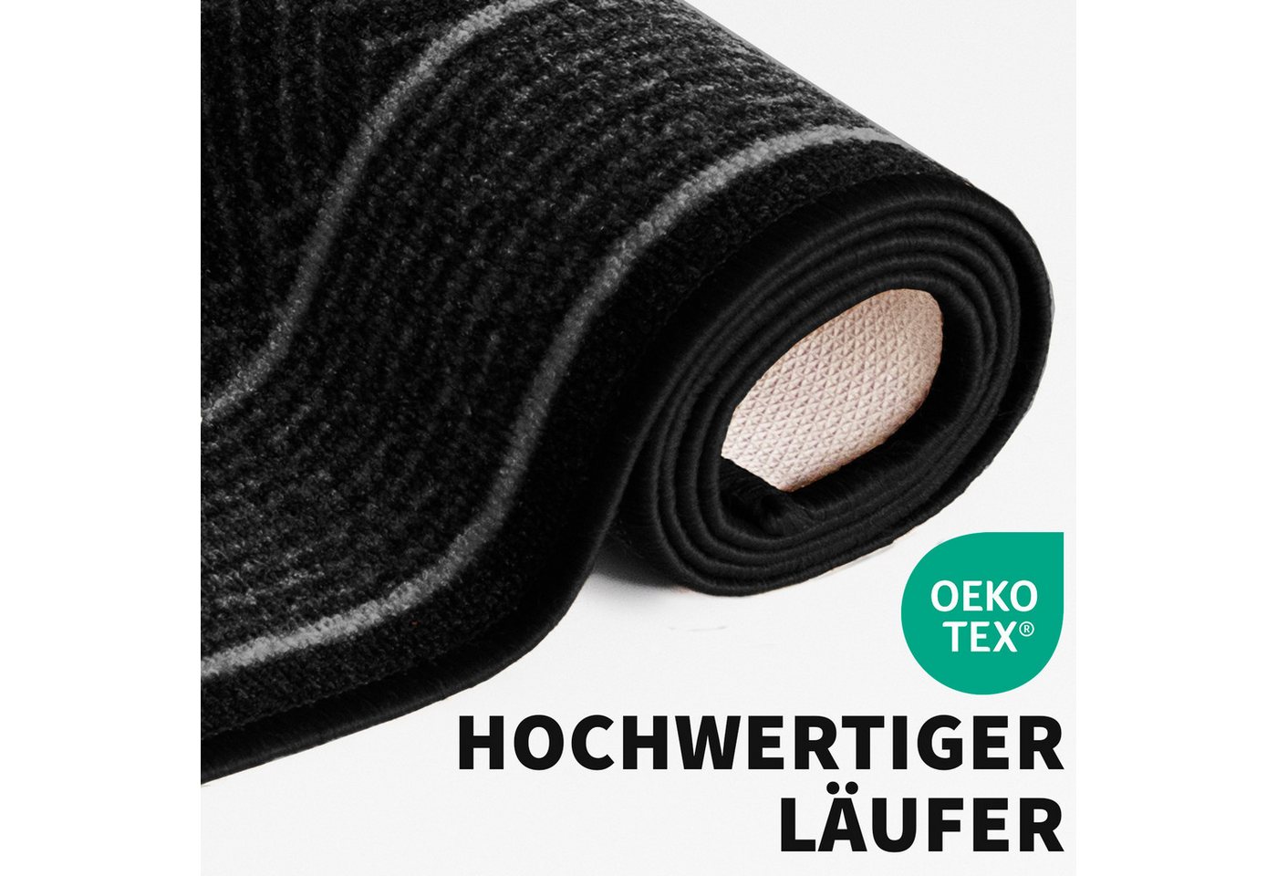 Karat Teppich Läufer Olymp, Flur Teppichläufer im Rauten Design, rutschhemmender Gelrücken, Polyamid Flurläufer für Flur & Wohnzimmer – Bild 3 von 5