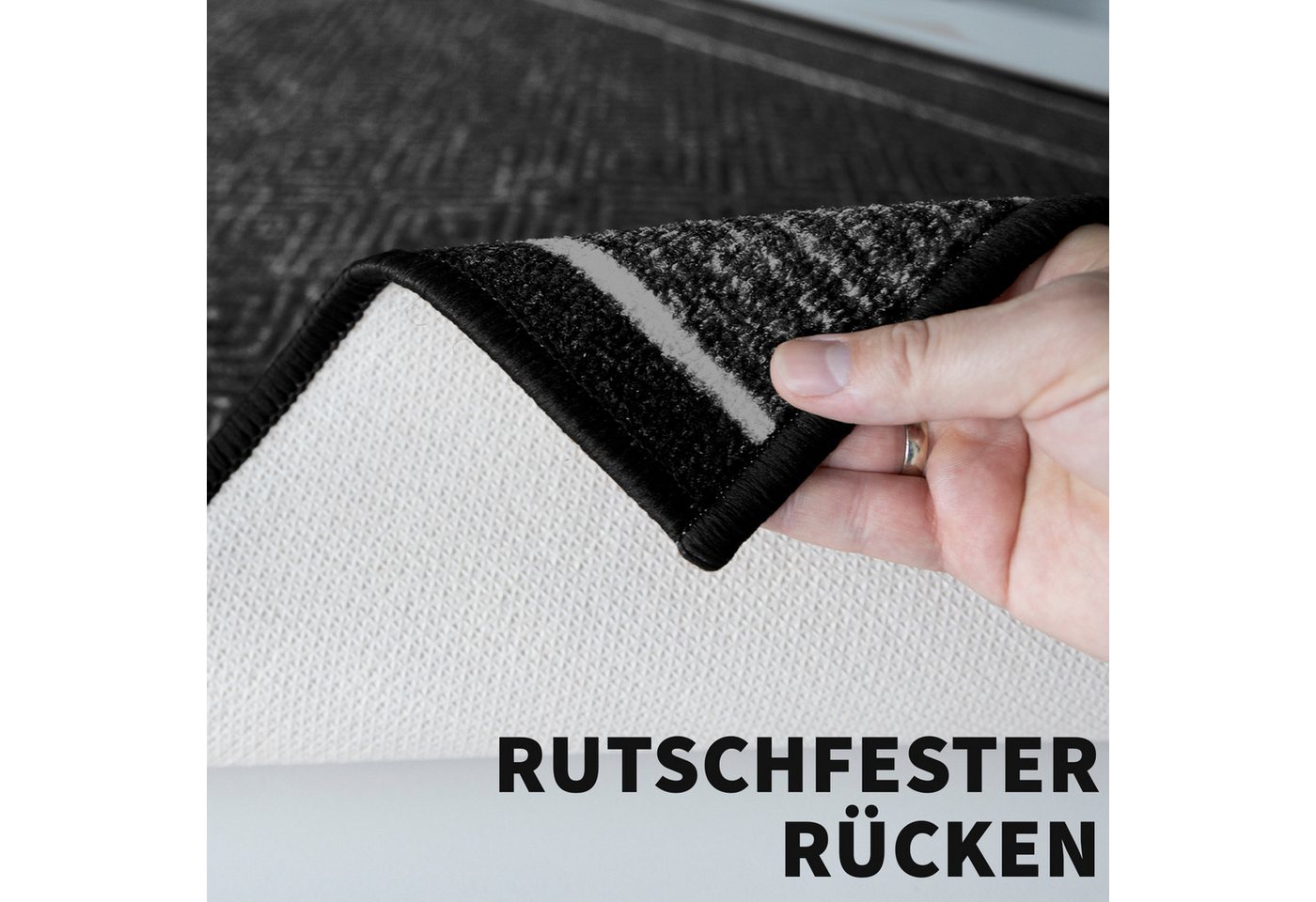 Karat Teppich Läufer Olymp, Flur Teppichläufer im Rauten Design, rutschhemmender Gelrücken, Polyamid Flurläufer für Flur & Wohnzimmer – Bild 5 von 5