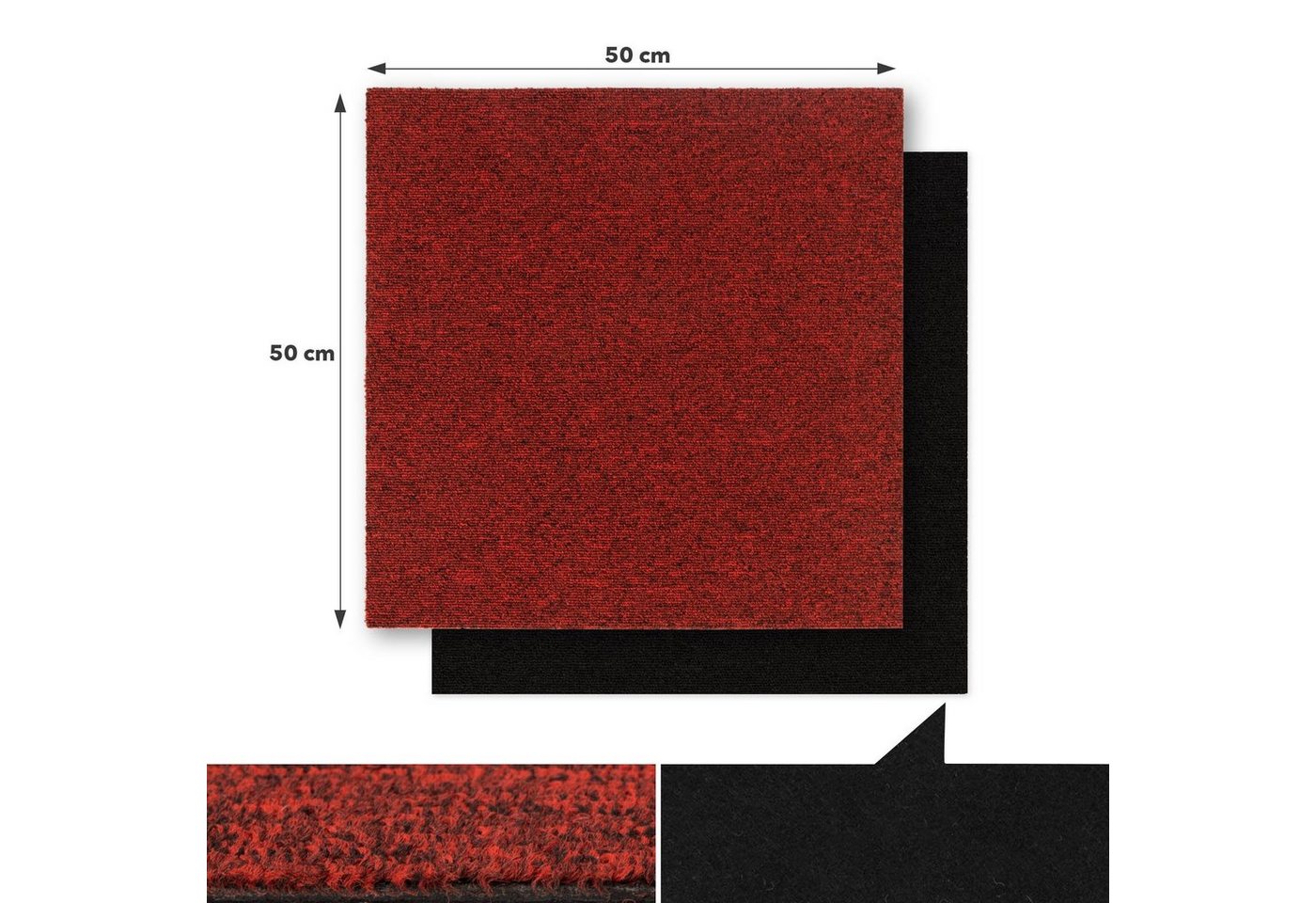 Karat Teppichfliese Moscow, Bodenschutz, Erhältlich in 4 Farben, 50 x 50 cm, Quadratisch, Höhe: 5.5 mm, Selbstliegend – Bild 3 von 5