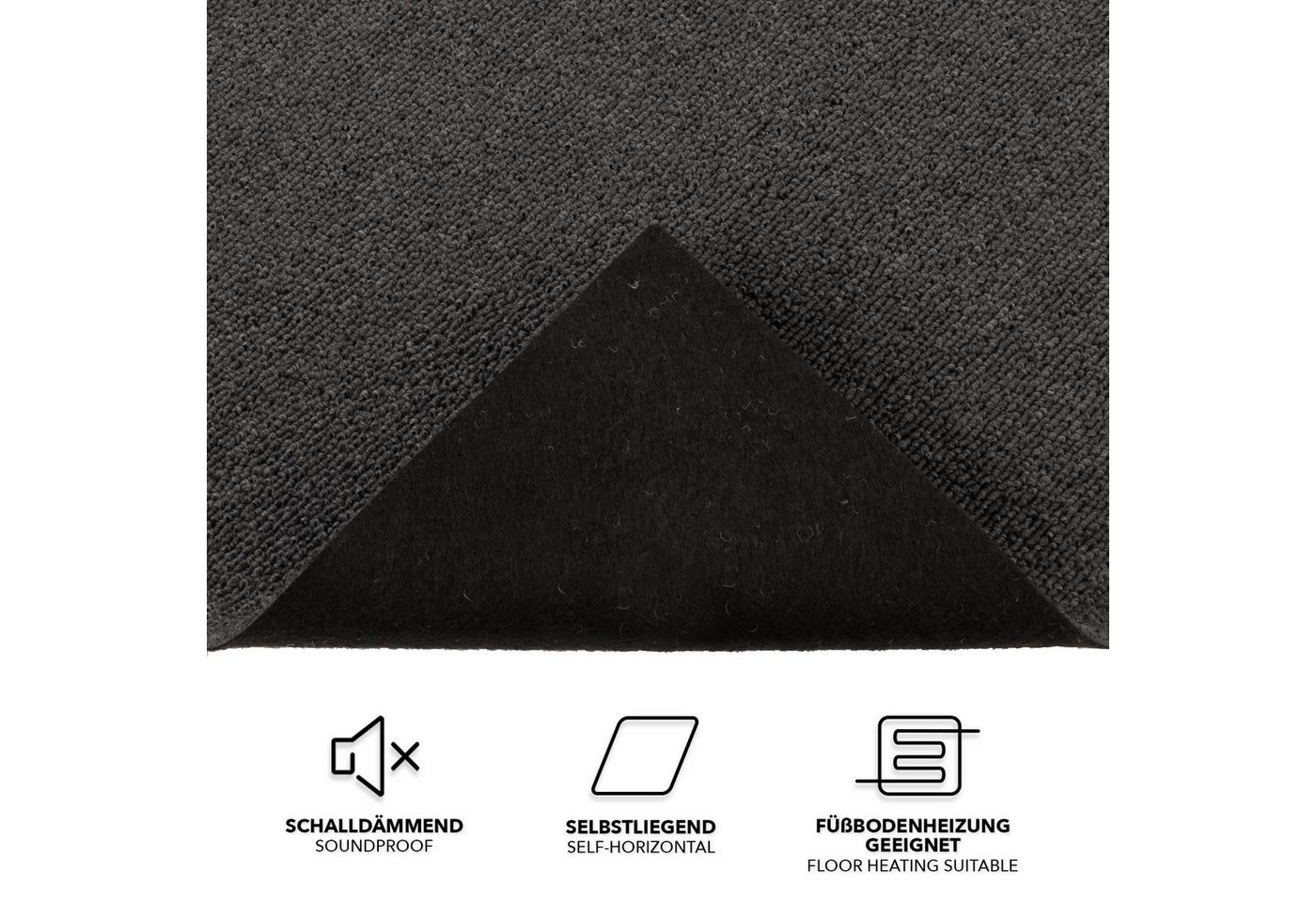 Karat Teppichfliese Moscow, Bodenschutz, Erhältlich in 4 Farben, 50 x 50 cm, Quadratisch, Höhe: 5.5 mm, Selbstliegend – Bild 2 von 5