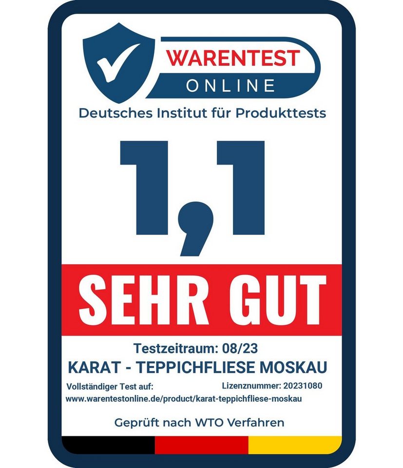 Karat Teppichfliese Moscow, Bodenschutz, Erhältlich in 4 Farben, 50 x 50 cm, Quadratisch, Höhe: 5.5 mm, Selbstliegend – Bild 5 von 5
