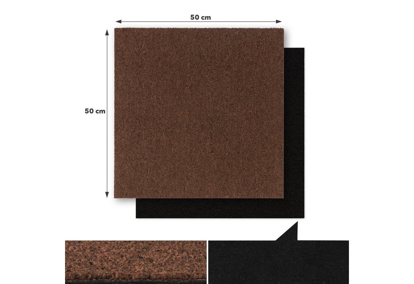 Karat Teppichfliese Moscow, Bodenschutz, Erhältlich in 4 Farben, 50 x 50 cm, Quadratisch, Höhe: 5.5 mm, Selbstliegend – Bild 3 von 5