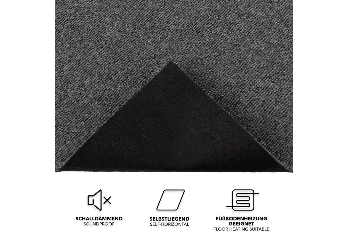 Karat Teppichfliese Moscow, Bodenschutz, Erhältlich in 4 Farben, 50 x 50 cm, Quadratisch, Höhe: 5.5 mm, Selbstliegend – Bild 2 von 5
