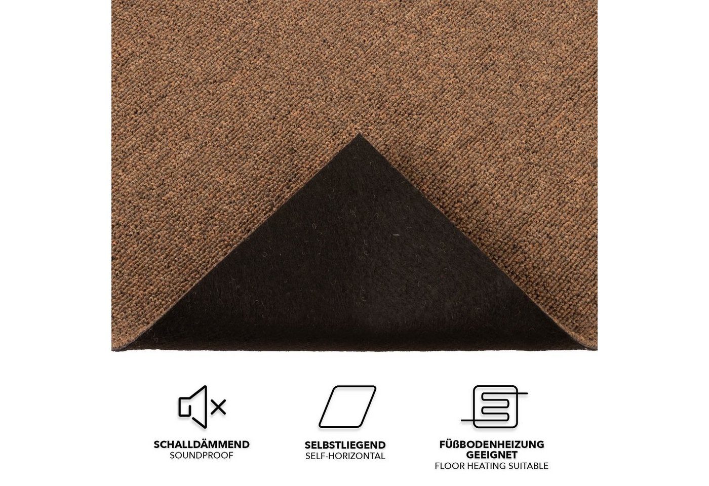 Karat Teppichfliese Moscow, Bodenschutz, Erhältlich in 4 Farben, 50 x 50 cm, Quadratisch, Höhe: 5.5 mm, Selbstliegend – Bild 2 von 5
