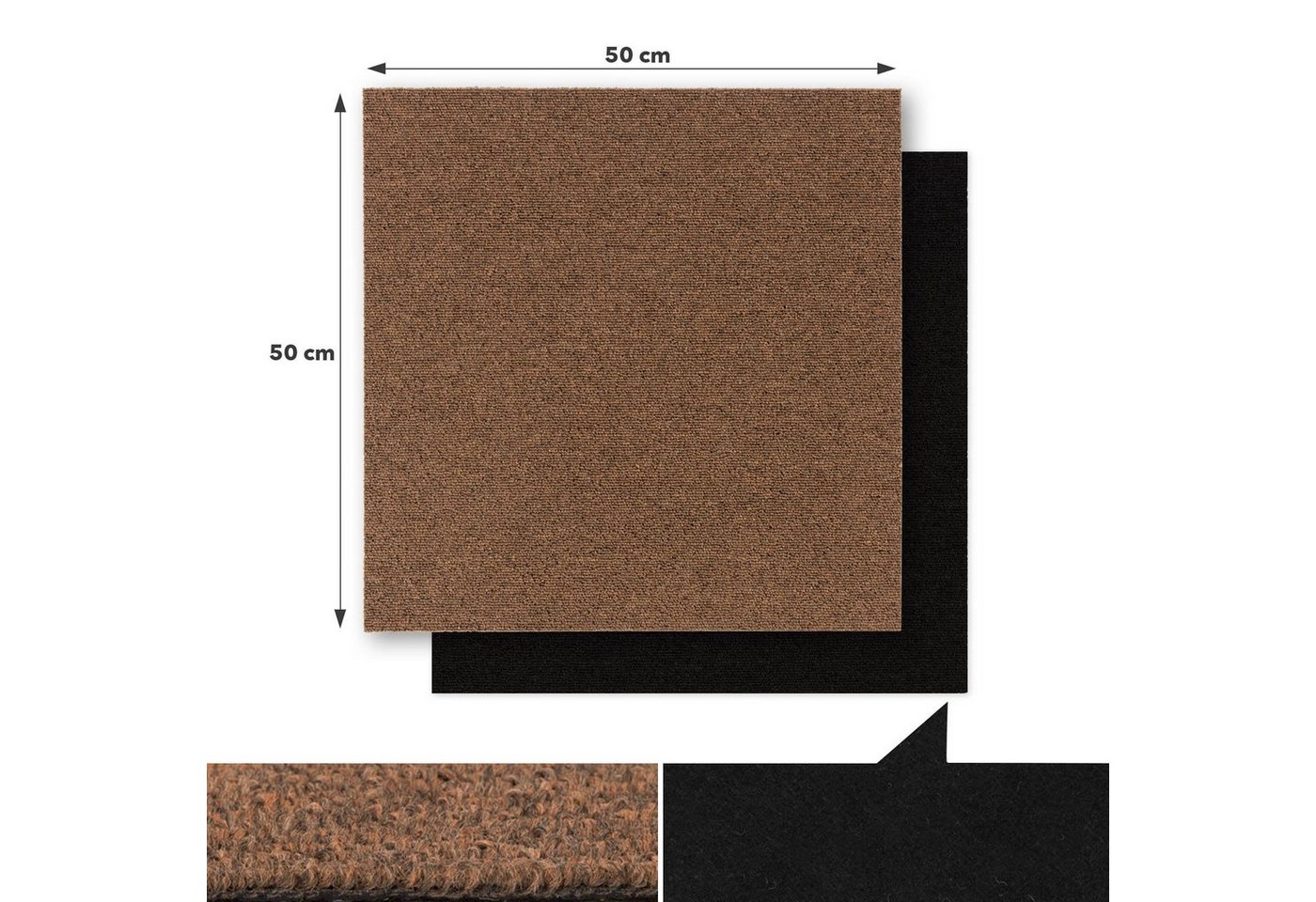 Karat Teppichfliese Moscow, Bodenschutz, Erhältlich in 4 Farben, 50 x 50 cm, Quadratisch, Höhe: 5.5 mm, Selbstliegend – Bild 3 von 5
