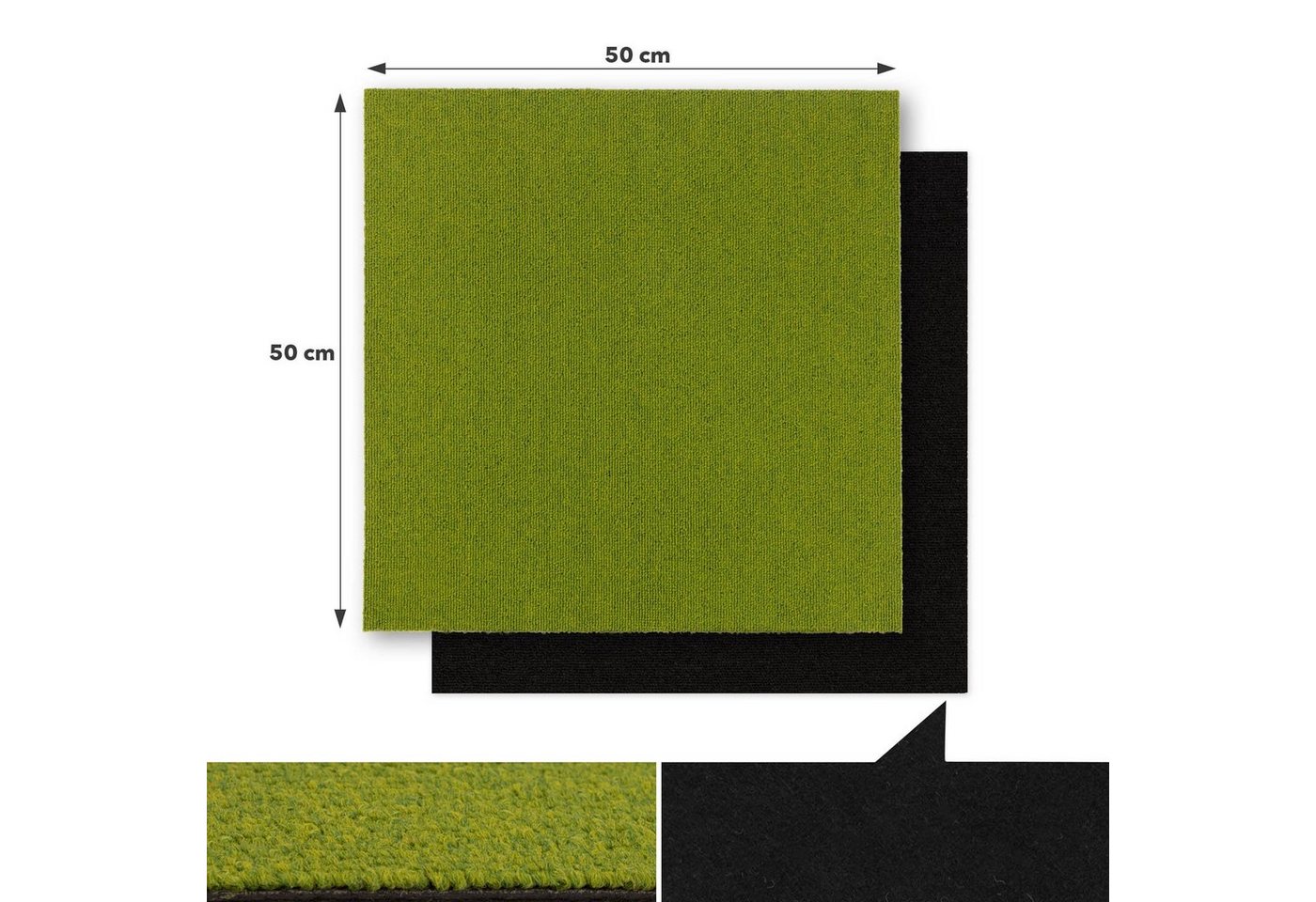 Karat Teppichfliese Moscow, Bodenschutz, Erhältlich in 4 Farben, 50 x 50 cm, Quadratisch, Höhe: 5.5 mm, Selbstliegend – Bild 3 von 5