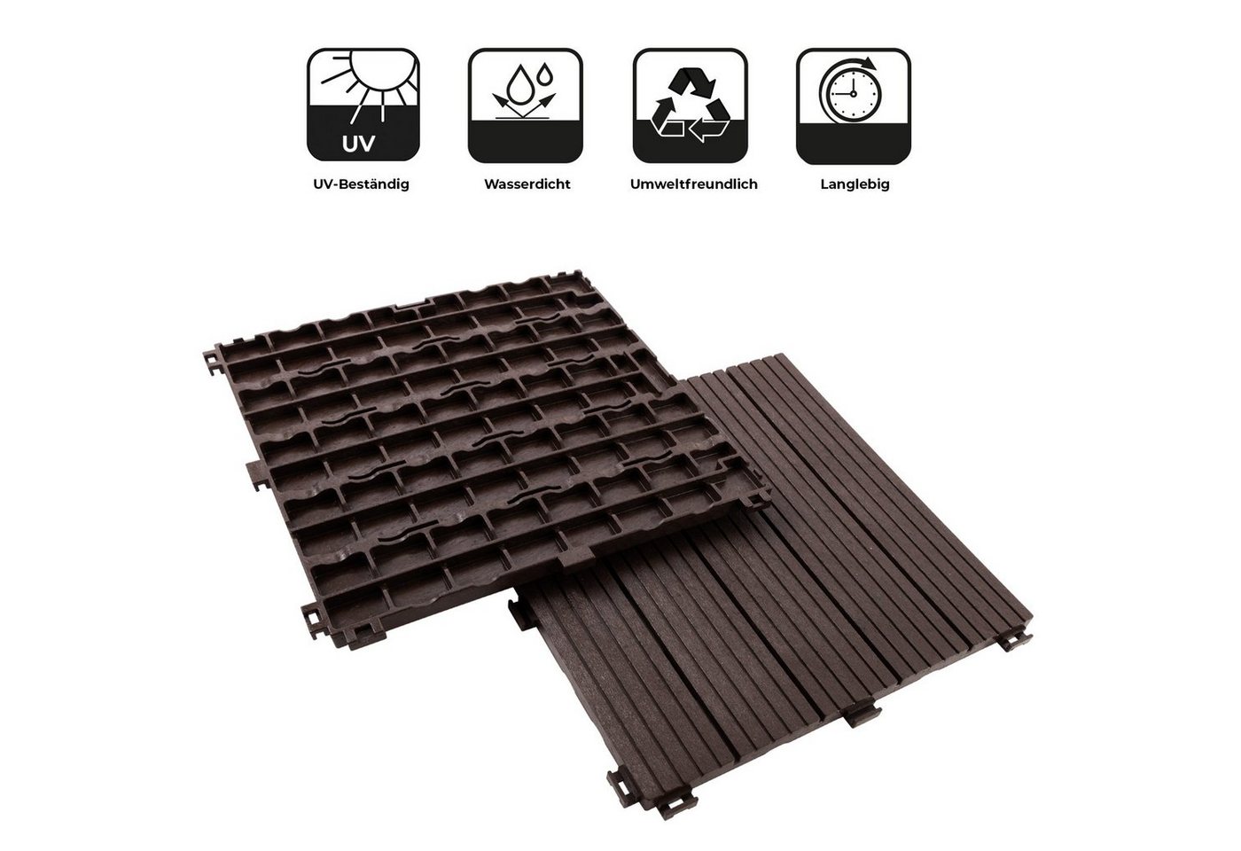 Karat Terrassendielen Claire, Terrassenfliesen 30x30cm, Kunststoff wetterfest, Klickfliesen, 3 m², BxL: je 30x30 cm, (Spar-Set, 33-St), Balkonbodenbelag für Auß – Bild 4 von 5
