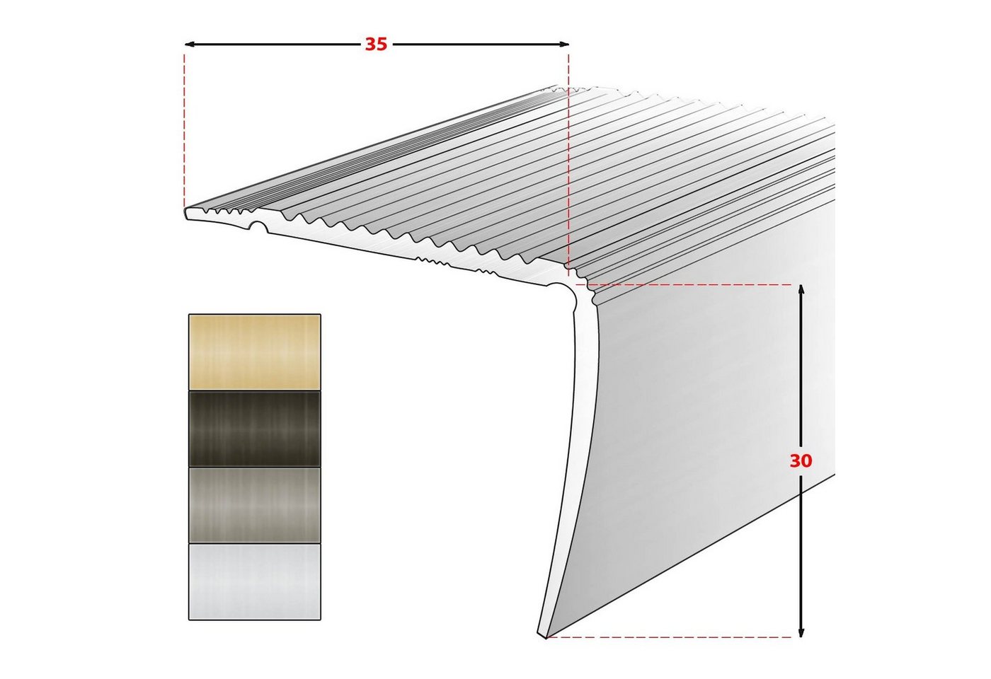 Karat Treppenkantenprofil Sinus 35x30 mm Vorgebohrt, verschiedene Farben & Größen – Bild 4 von 4