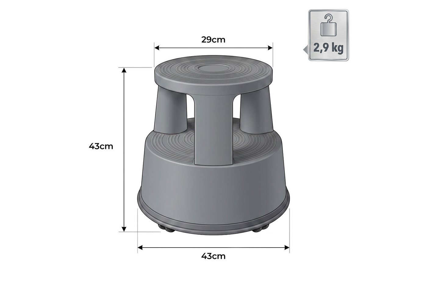 Karat Tritthocker Elefantenfuß, 5 Farben, Polypropylen, Rollhocker, Hocker – Bild 2 von 5