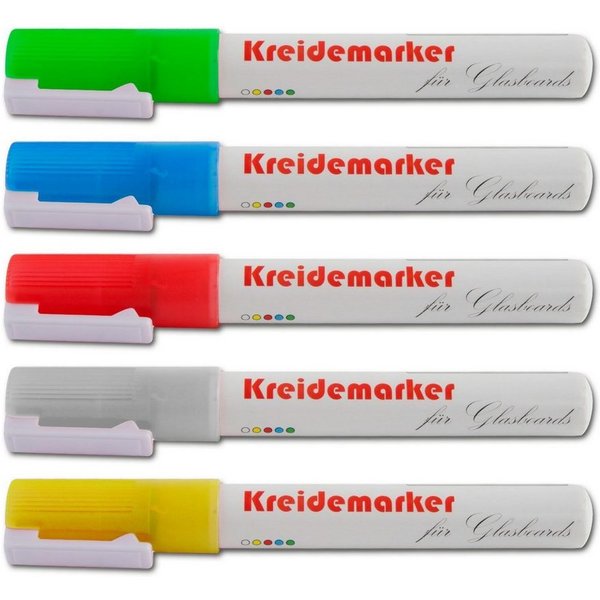 Karat Whiteboard Marker Kreidemarker, verschiedene Farben, Marker, besonders fein, (5-tlg), Non-permanent (Whiteboard-Eignung)