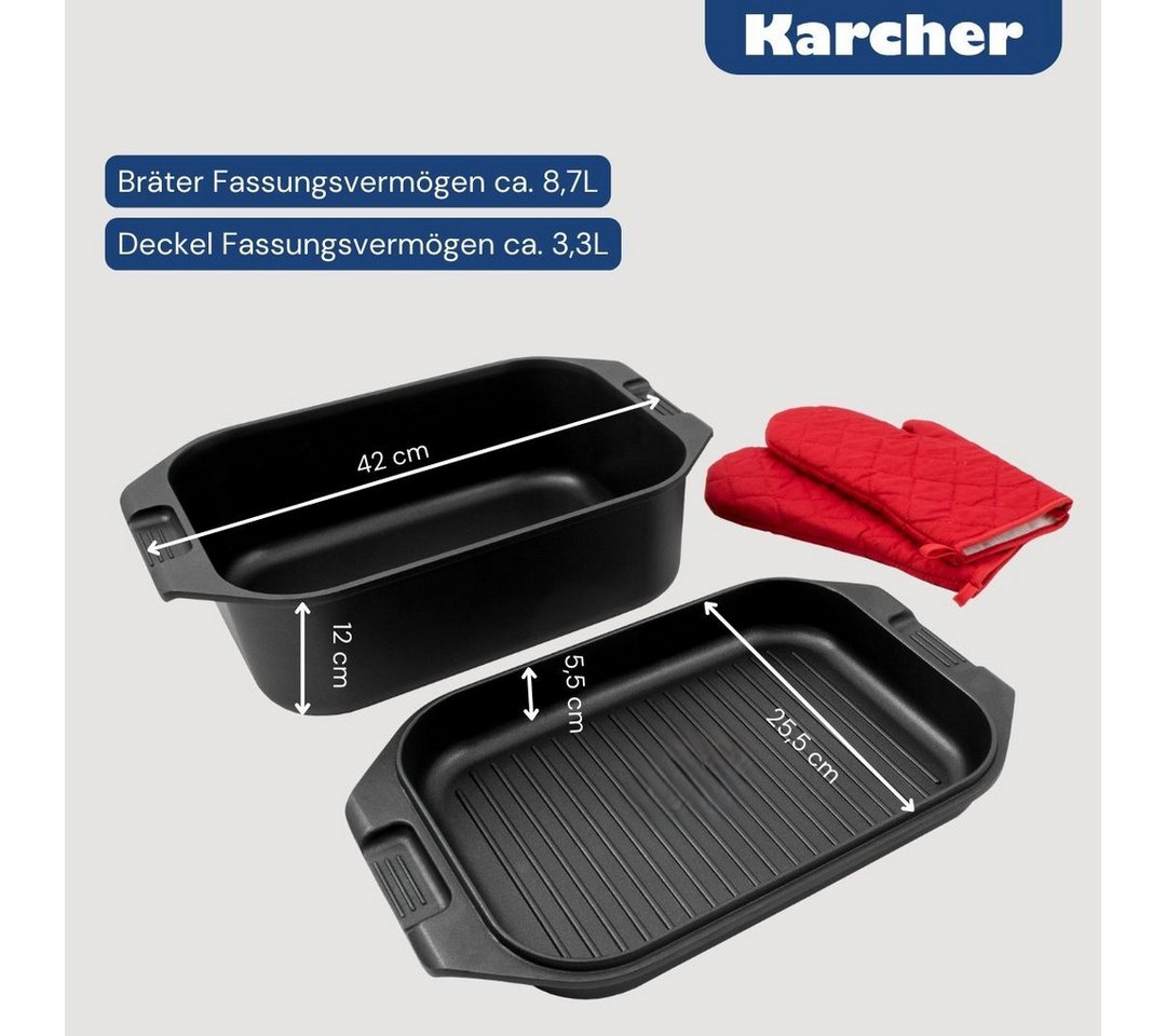 Karcher Bräter Aluguss 2in1 Induktion, Aluminiumguss, 8,7 Liter, Induktion, inkl. Deckel und Topfhandschuhen – Bild 3 von 5