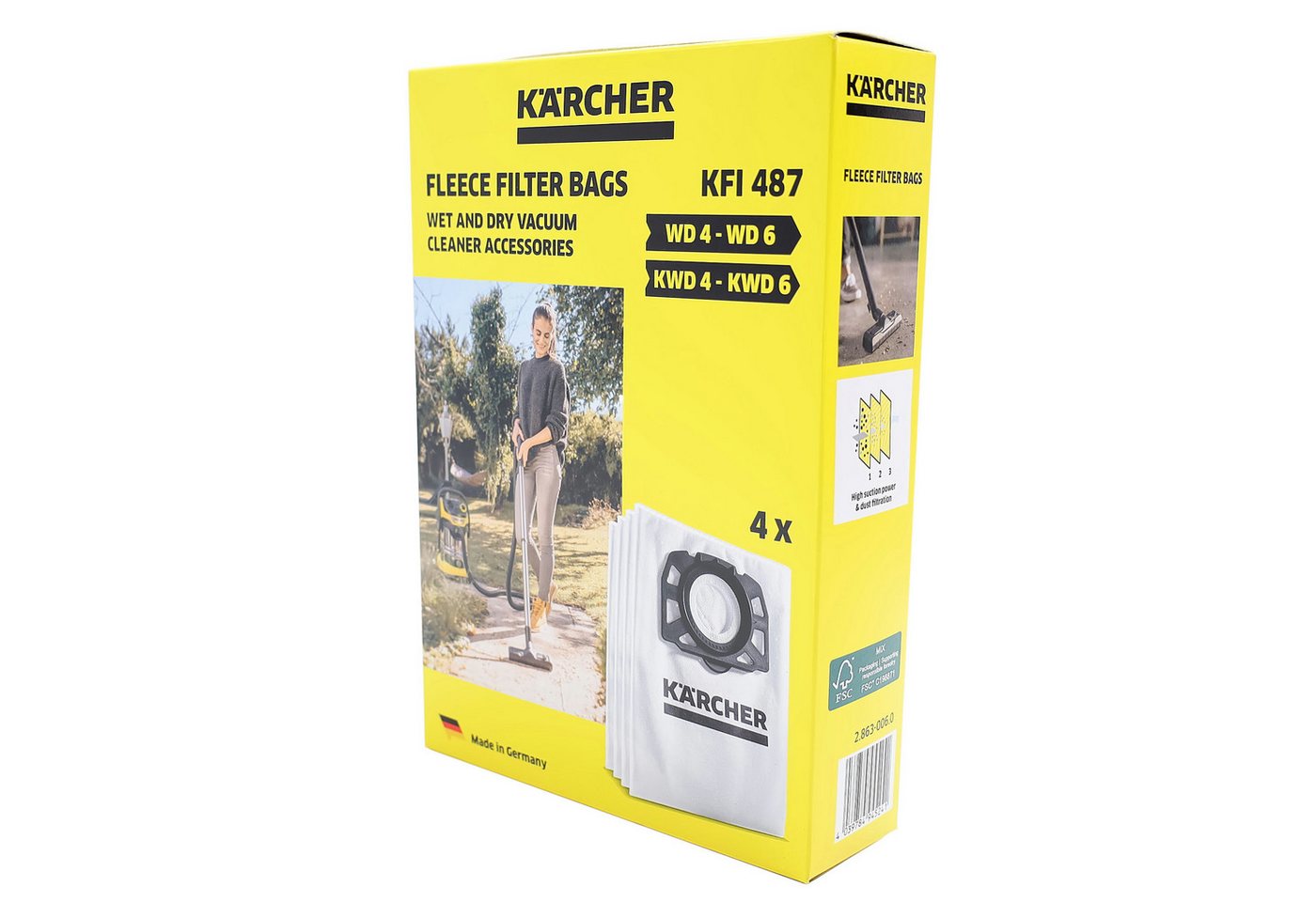 KÄRCHER Staubsaugerbeutel Vliesfilterbeutel 2.863-006.0, für WD4 WD5 WD6 MV4 MV5 MV6 Staubsauger Mehrzwecksauger – Bild 2 von 3