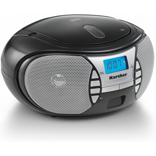 Karcher RR 5025-B Boombox (UKW (FM), tragbarer CD-Player mit UKW Radio, Batterie- / Netzbetrieb, AUX-In)
