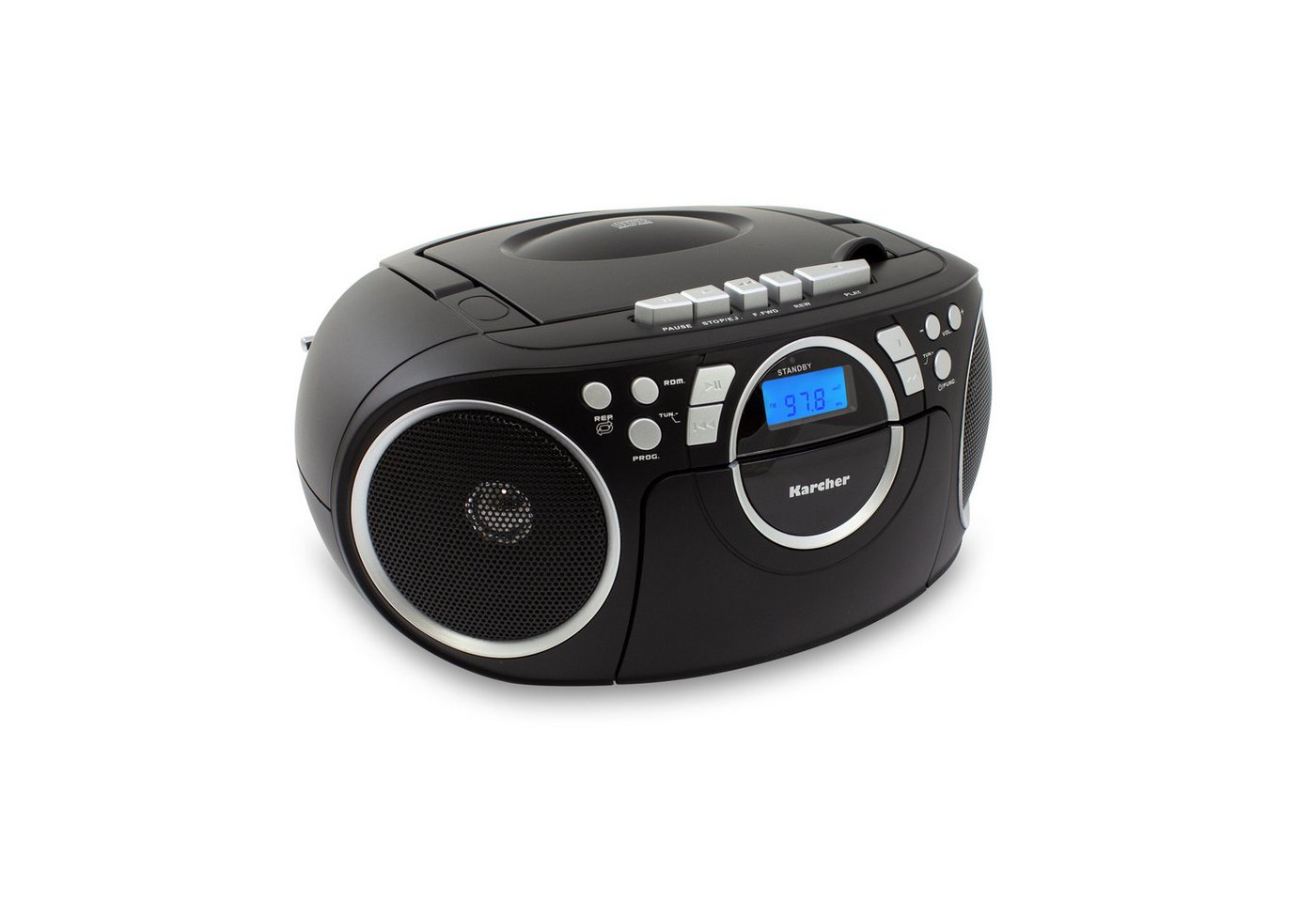 Karcher RR-5042-B Boombox (UKW (FM), tragbarer CD-Player mit UKW Radio, Kassettendeck) – Bild 2 von 5
