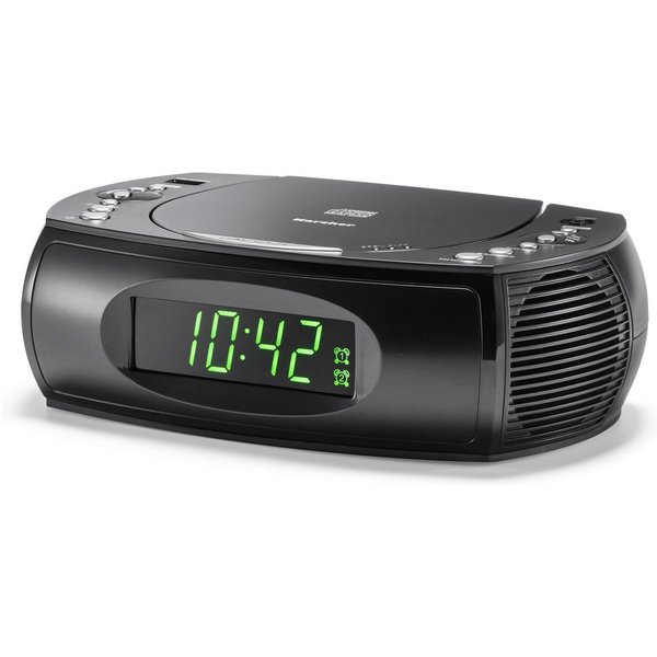 Karcher UR 1308 Uhrenradio (UKW (FM), 2 W, Radiowecker mit CD Player und UKW Radio – Wecker mit Dual-Alarm)