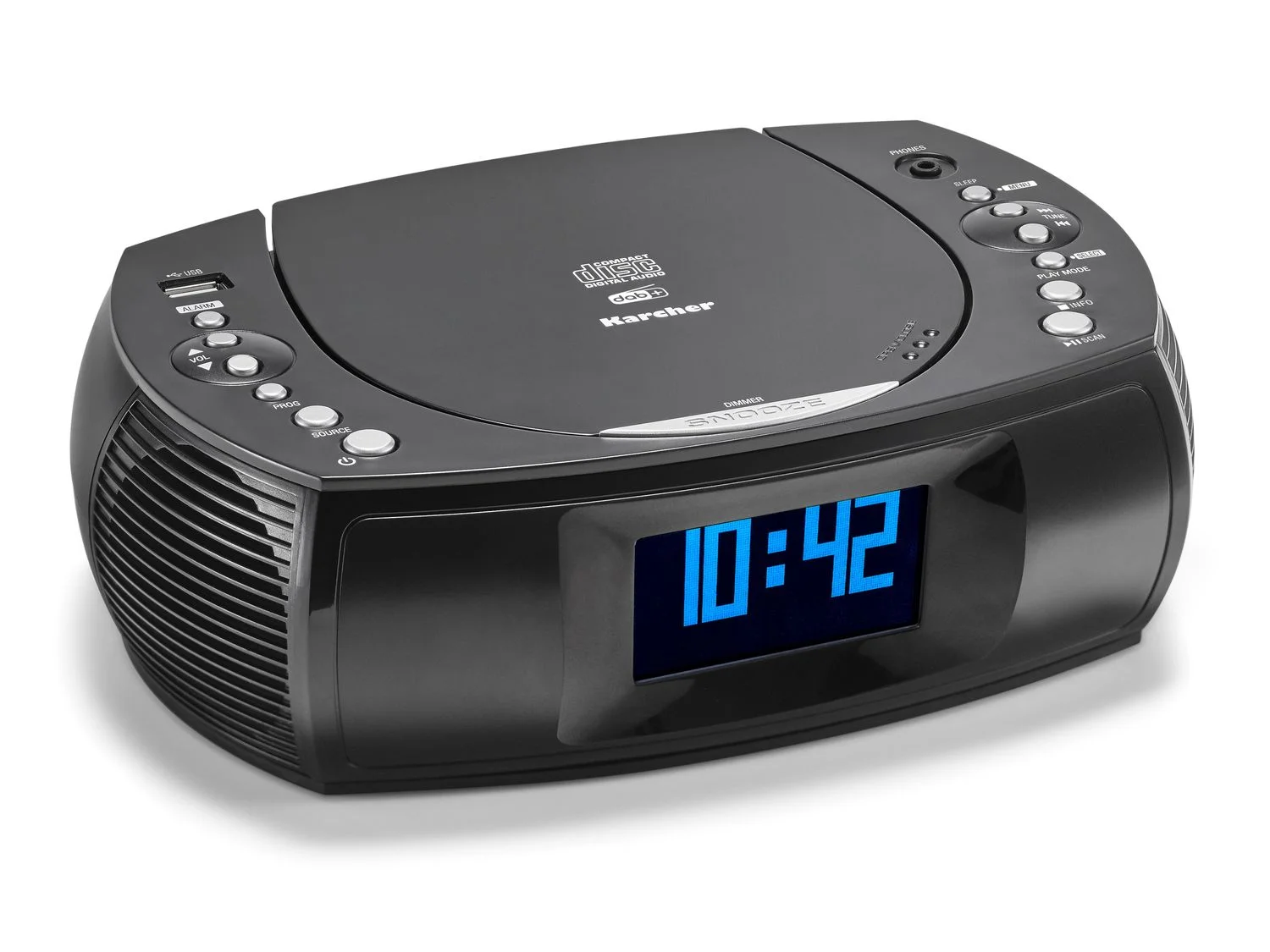 Karcher UR 1309D Uhrenradio (DAB+, UKW (FM), 2 W, Radiowecker mit MP3 / CD Player und DAB+ / UKW Radio) – Bild 2 von 2