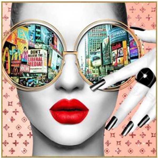 Kare Design Bild mit Rahmen Gerahmtes Bild Times Square View 80x80cm