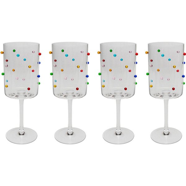 Kare Design Glas Party Dots, 4-tlg., Glas, Cocktail-, Wasser- oder Weinglas