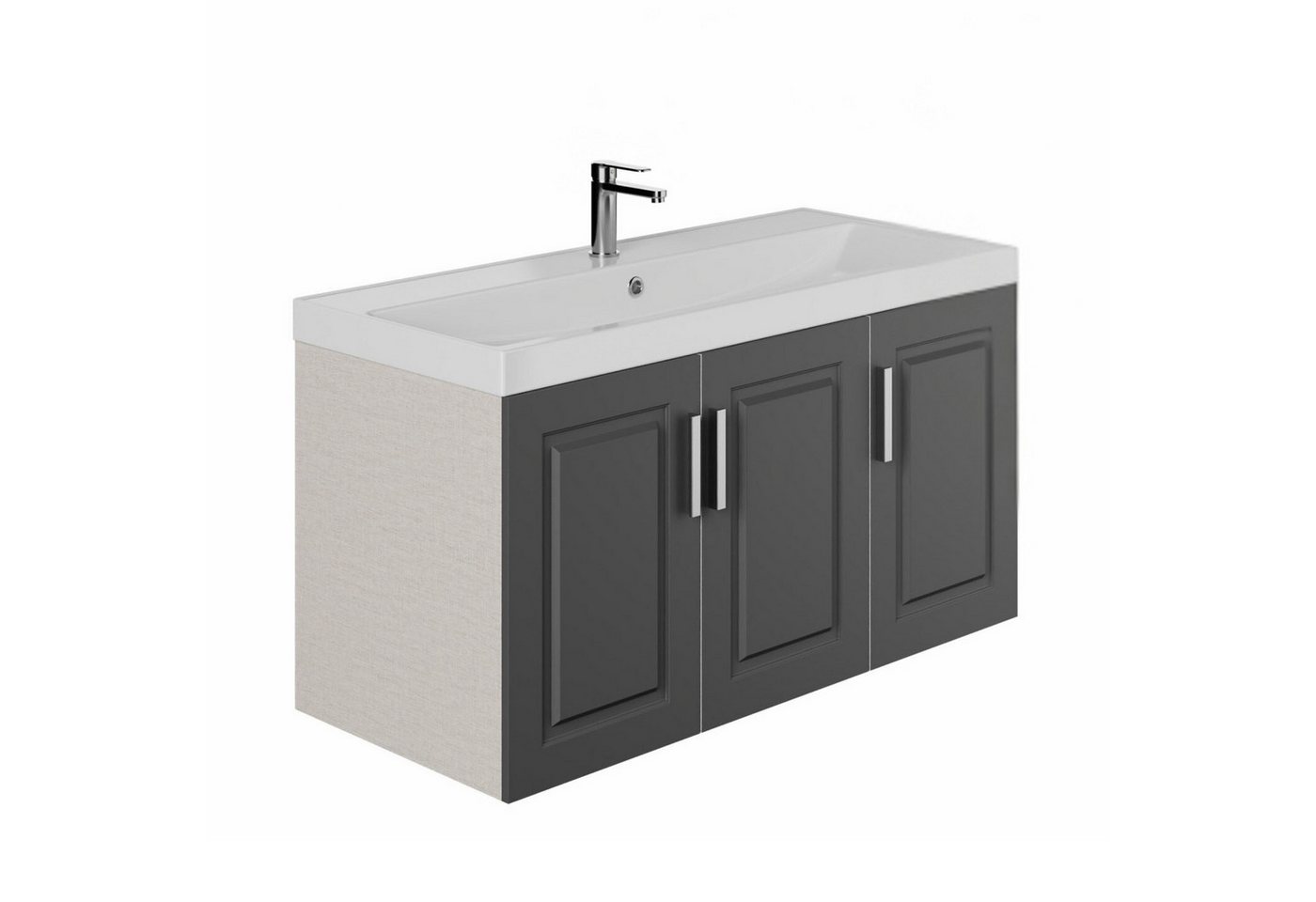 Karen Waschtisch-Set Waschtisch mit Unterschrank Arin Anthrazit, (Komplett-Set, Standartmäßig 2-Teilig (Unterschrank, Waschbecken), 3-St., Der Lieferumfang umfa – Bild 3 von 4