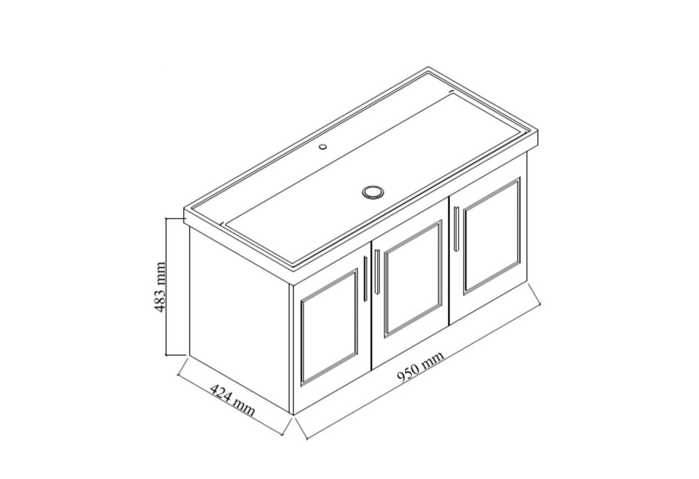 Karen Waschtisch-Set Waschtisch mit Unterschrank Arin Anthrazit, (Komplett-Set, Standartmäßig 2-Teilig (Unterschrank, Waschbecken), 3-St., Der Lieferumfang umfa – Bild 4 von 4