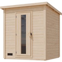 KARIBU Außensauna »Smally 2«, mit 9kW (fin externe steuerung, naturbelassen)