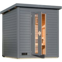 KARIBU Außensauna »Smally 2«, mit 9kW (integrierte steuerung, terragrau)