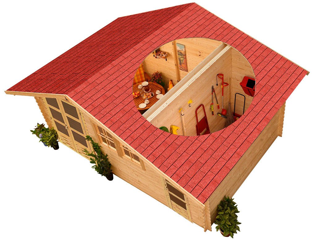 Karibu Gartenhaus Lagor 2, BxT: 507x327 cm, 38mm, 2 Raumhaus aus hochwertiger nordischer Fichte – Bild 2 von 5