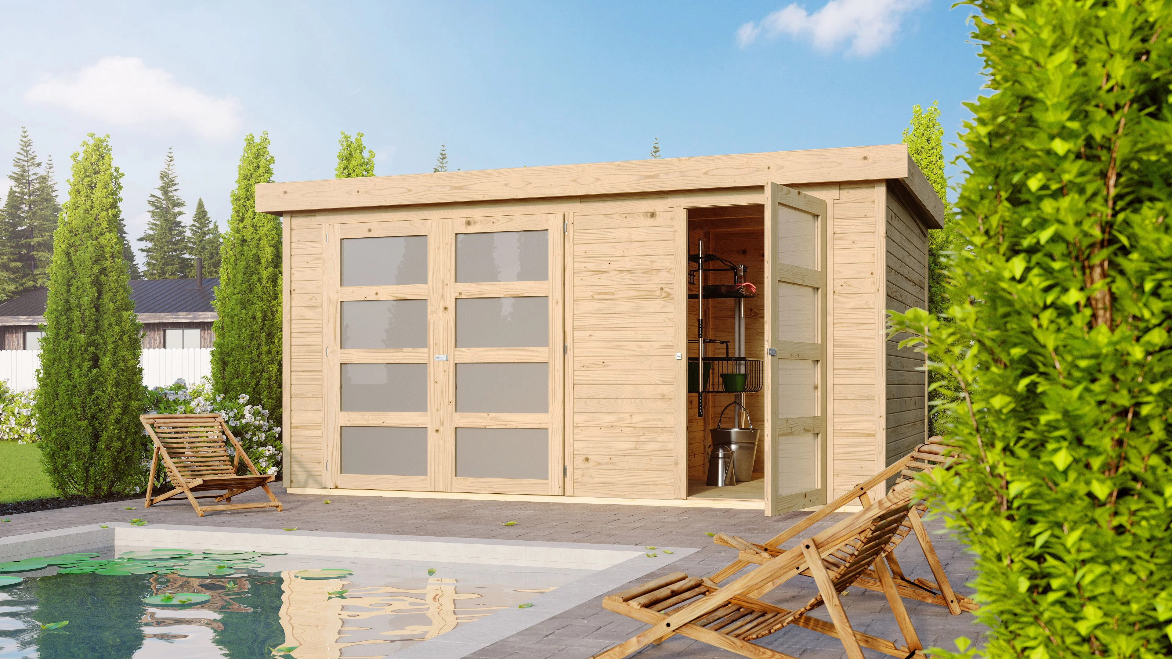 KARIBU Gartenhaus Lund (mit Boden, Natur) – Bild 2 von 4