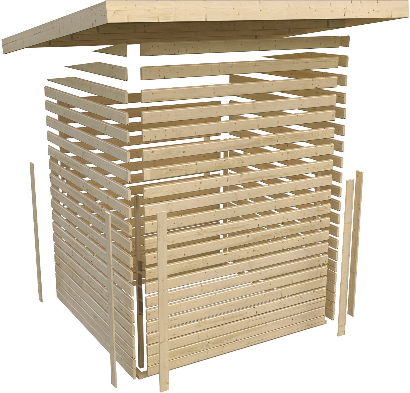 Karibu Gartenhaus Multifunktionshaus 1 Pultdach, BxT: 300x186,5 cm, naturbelassen oder terragrau, Made in Germany – Bild 4 von 5