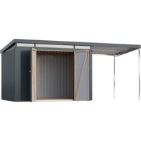 KARIBU Gerätehaus »Mantis« (mit Anbaudach, Anthrazit, 497 x 209 x 213 cm)