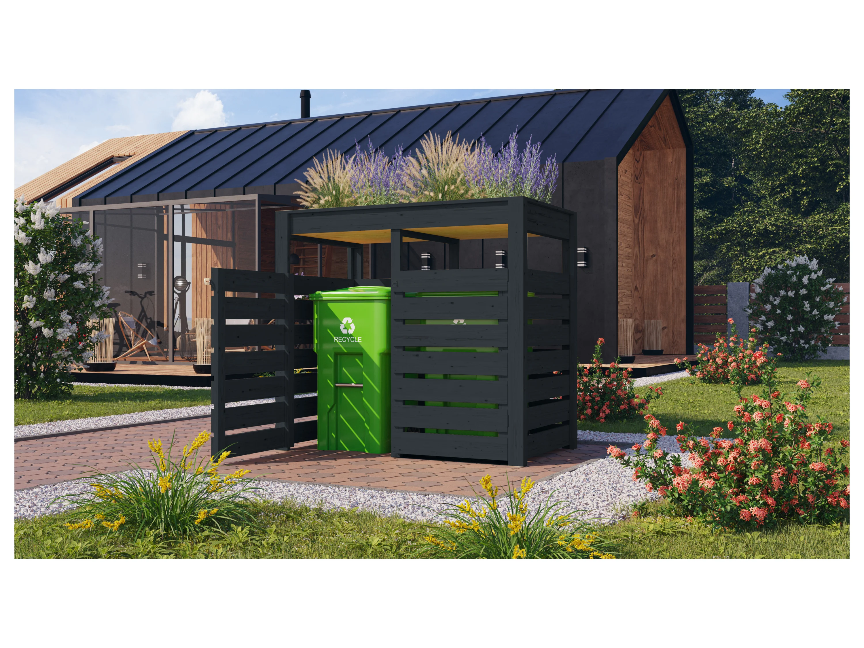 KARIBU Mülltonnenbox »Jack«, 2 x 240-Liter (Anthrazit) – Bild 2 von 4