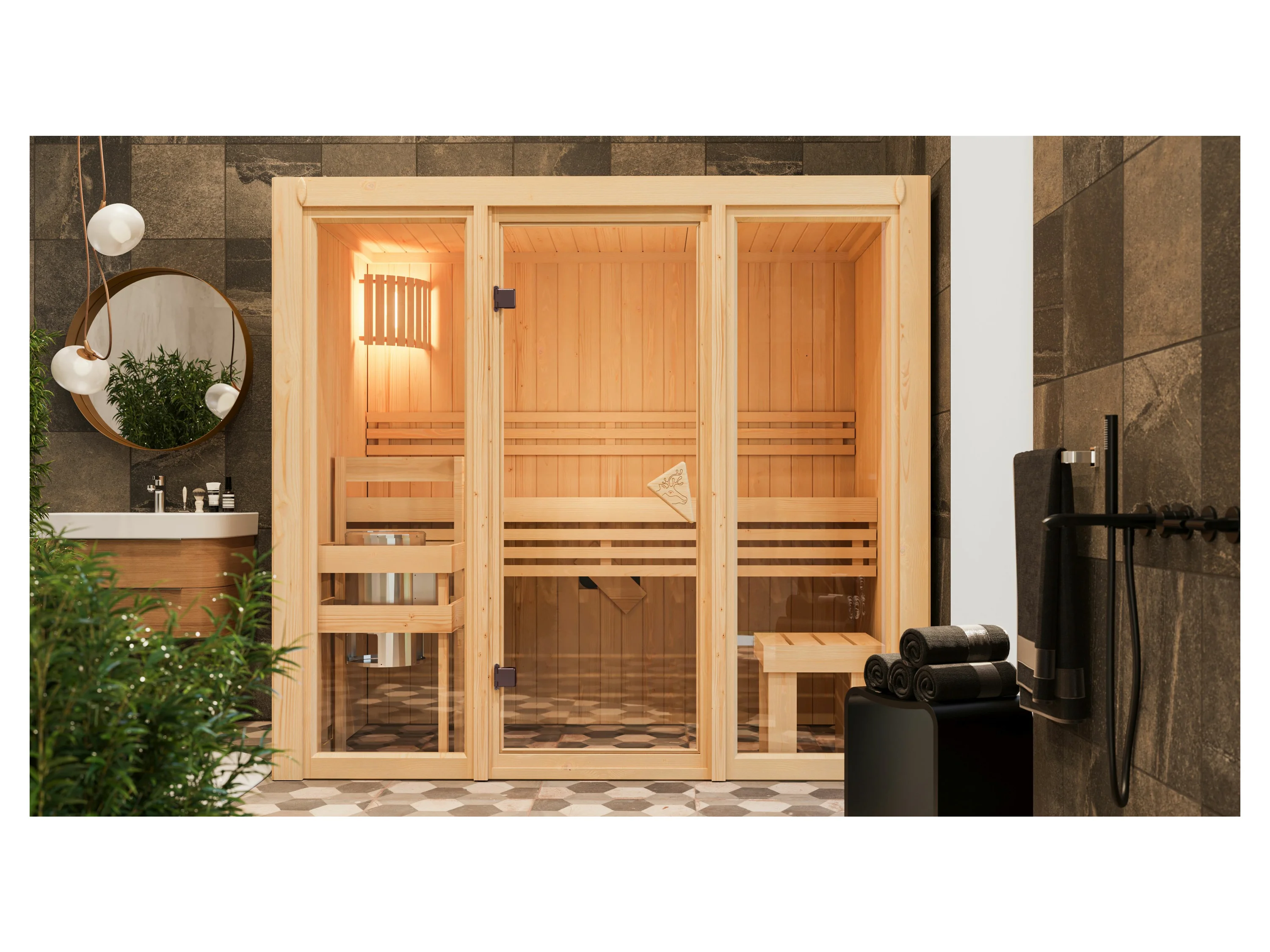 KARIBU Shorty 3,6 kW (Ofen externe Steuerung, 216 x 122 cm) – Bild 3 von 4