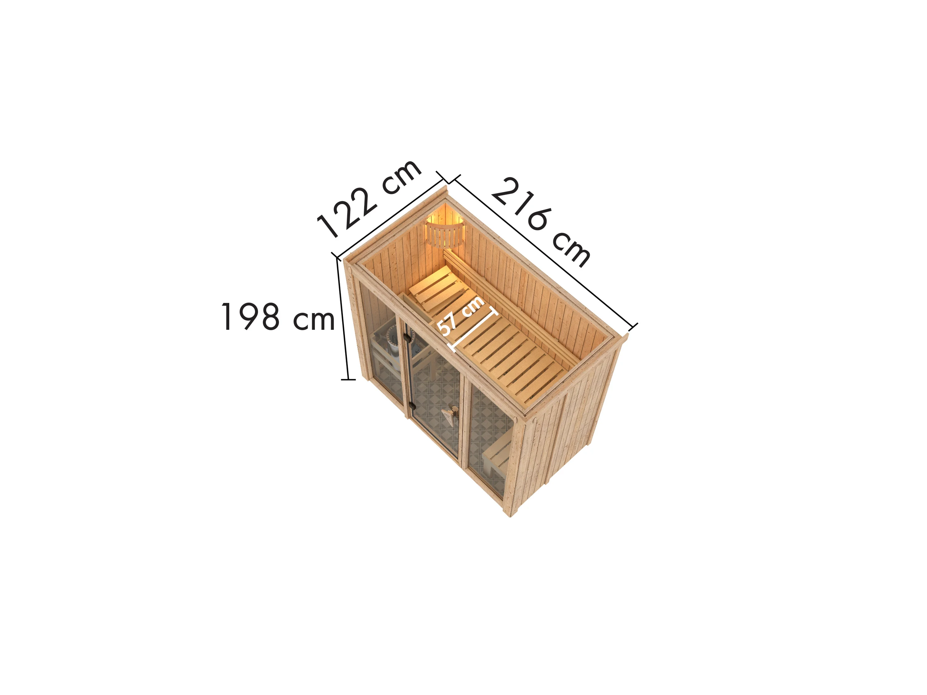 KARIBU Shorty 3,6 kW (Bio-Ofen externe Steuerung, 216 x 122 cm) – Bild 2 von 4