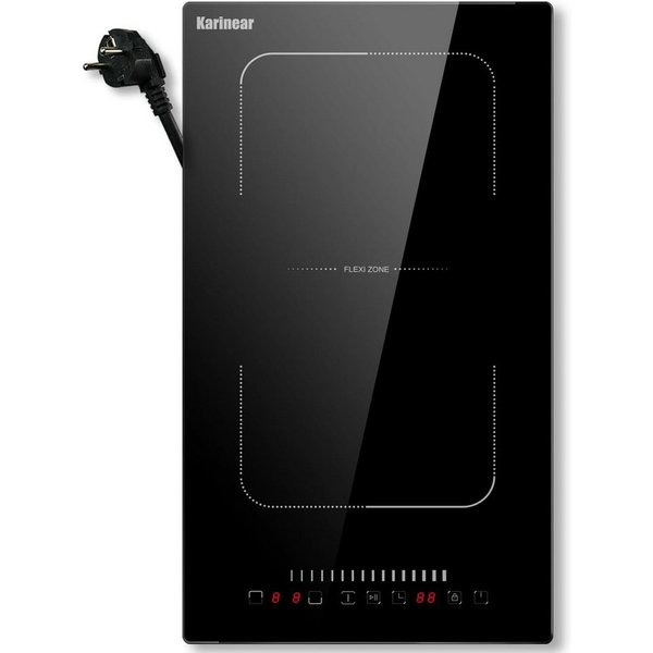 Karinear Induktions-Kochfeld 2 Platten, 3500W, Touch-Bedienung, Kindersicherung VDE-Stecker, 9 Stufen, 220-240V, Kristallglasoberfläche, einfach zu pflegen