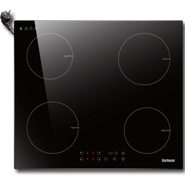 Karinear Induktions-Kochfeld Induktionskochfeld 60 cm 4 Platten, Einbau Kochfeld Induktion mit Stecker, 3500W 220-240V