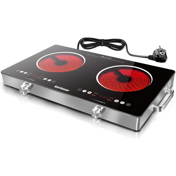 Karinear Induktions-Kochfeld Kochplatten 2er Elektrisch mit Stecker, 3200W 2 Kochfelder, 240V