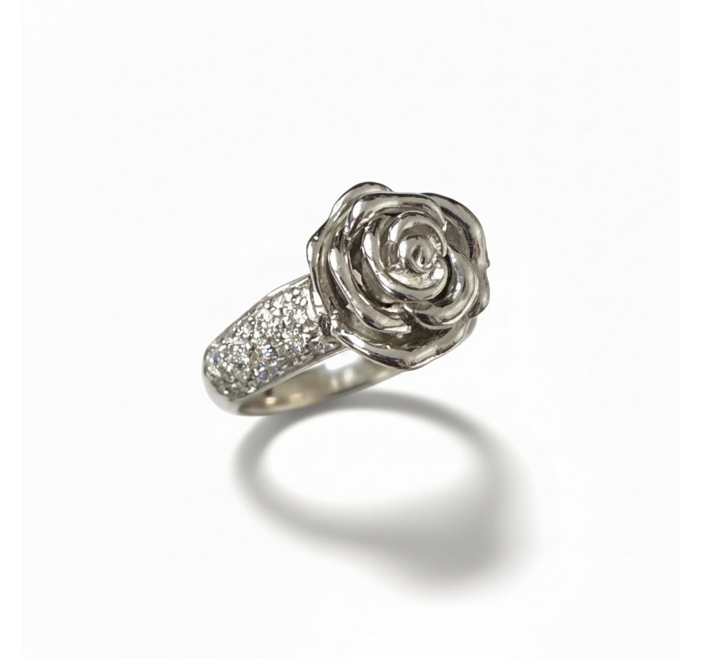 Karisma Schmuck Silberring Damenring 925 Sterling Silber rhodiniert mit Zirkonia –, Blumen/Rose Ring silber, eleganter Damenschmuck – Bild 2 von 3